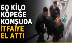 60 kilo köpeğe komşuda itfaiye el attı