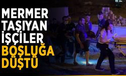 Alanya’da mermer taşıyan işçiler boşluğa düştü