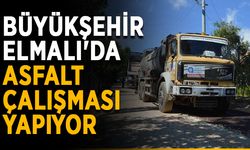 Büyükşehir Elmalı'da asfalt çalışması yapıyor
