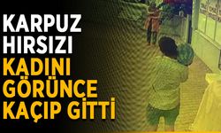 Karpuz hırsızı kadını görünce kaçıp gitti