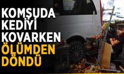 Komşuda kediyi kovarken ölümden döndü