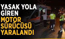 Yasak yola giren motor sürücüsü yaralandı