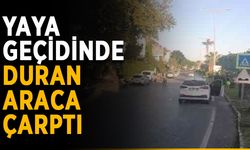 Yaya geçidinde duran araca çarptı
