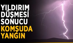 Yıldırım düşmesi sonucu komşuda yangın