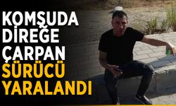 Komşuda direğe çarpan sürücü yaralandı