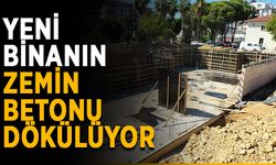 Yeni binanın zemin betonu dökülüyor