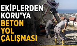 Ekiplerden Koru’ya beton yol çalışması