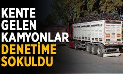 Kente gelen kamyonlar denetime sokuldu