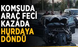 Komşuda araç feci kazada hurdaya döndü
