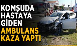 Komşuda hastaya giden ambulans kaza yaptı
