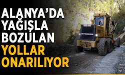 Alanya’da yağışla bozulan yollar onarılıyor