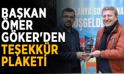 Başkan Ömer Göker'den teşekkür plaketi
