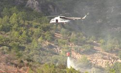 Alanya’da çıkan yangına helikopter müdahalesi
