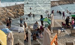 Alanya sahillerinde rezalet: Günlük kıyafetle denize girdiler