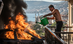 Alanya'da yangına balkondan su döktüler