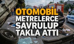 SON DAKİKA! Otomobil metrelerce savrulup takla attı