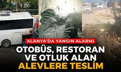 Alanya'da yangın alarmı: Otobüs, restoran ve otluk alan alevlere teslim
