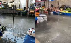 Pazar göle döndü, esnaf zor anlar yaşadı