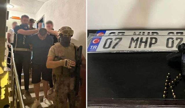 Alanya’da silahlı suç örgütünün dikkat çeken 'MHP' plakası
