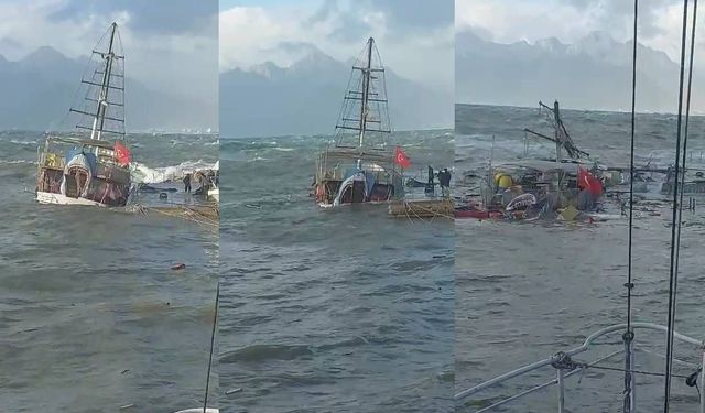 Fırtınaya karşı duramadılar: Antalya'da tekne battı