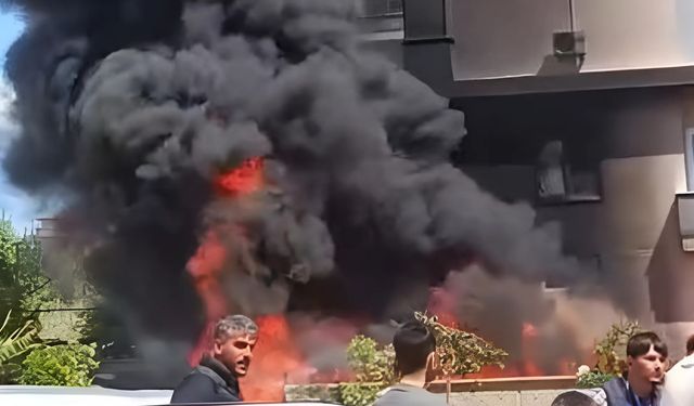 Alanya'da apartman bahçesinde yangın paniği