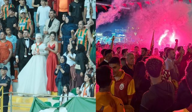 Alanya'da futbol düğünle taçlandı, sokaklar sarı-kırmızı oldu