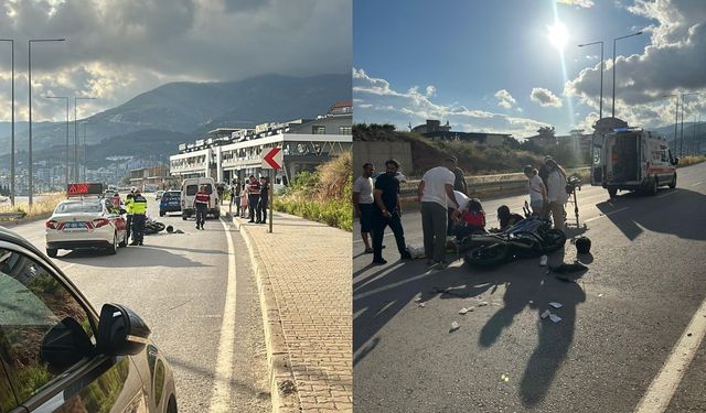Alanya’da çarpışma! Sürücü ve arkadaşı yola savruldu