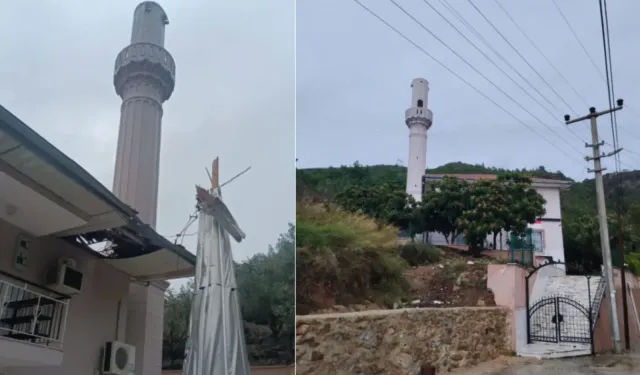 Alanya'da hortum cami minaresini yıktı!