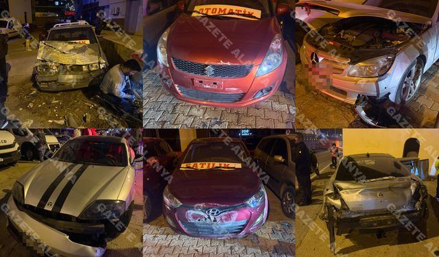 Alanya’da inanılmaz kaza! Panoyu patlattı, galeriye daldı, araçlar hurda…