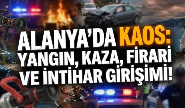 Alanya’da kaos: Yangın, kaza, firari ve int*har girişimi!