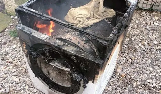 Alanya’da çamaşır makinesi alev aldı