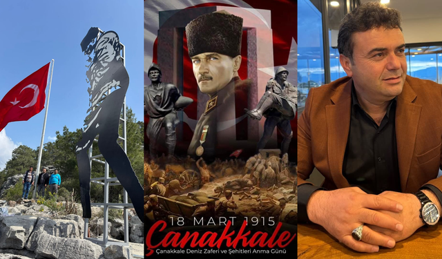 Zirveye Atatürk silüeti ve Türk bayrağı dikildi