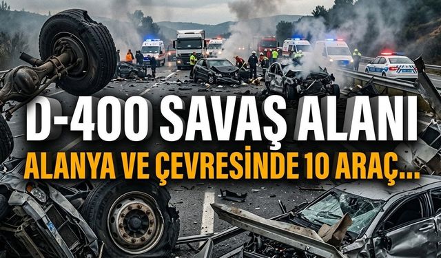 D-400 karayolu adeta savaş alanı: Alanya ve çevresinde 10 araç…