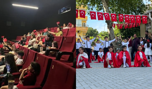 Alanya’da 23 Nisan coşkusu: Hem okulda hem sinemada kutladılar