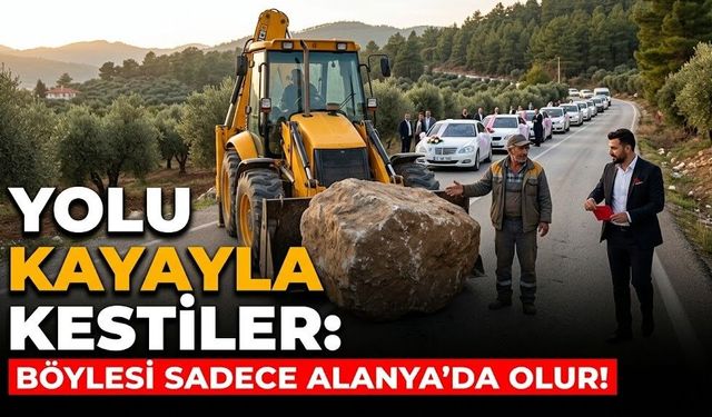 Yolu kayayla kestiler: Böylesi sadece Alanya'da olur!