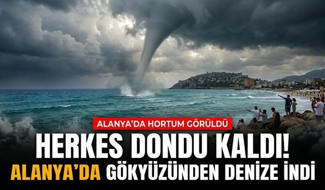 Herkes dondu kaldı! Alanya’da gökyüzünden denize indi