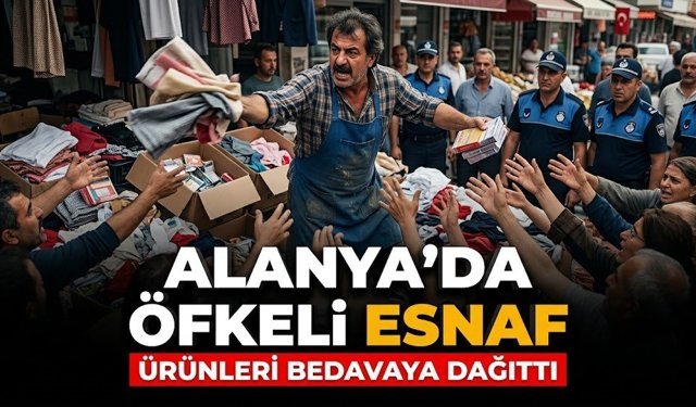 Alanya’da öfkeli esnaf, ürünleri bedavaya dağıttı