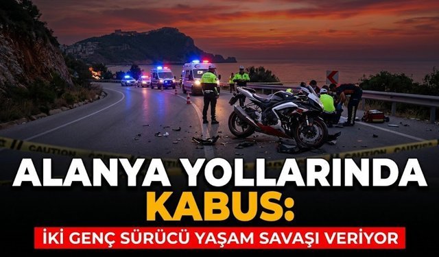 Alanya yollarında kabus: İki genç sürücü yaşam savaşı veriyor