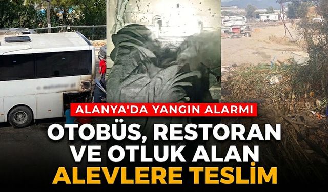 Alanya'da yangın alarmı: Otobüs, restoran ve otluk alan alevlere teslim