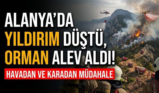 Alanya’da yıldırım düştü, orman alev aldı!