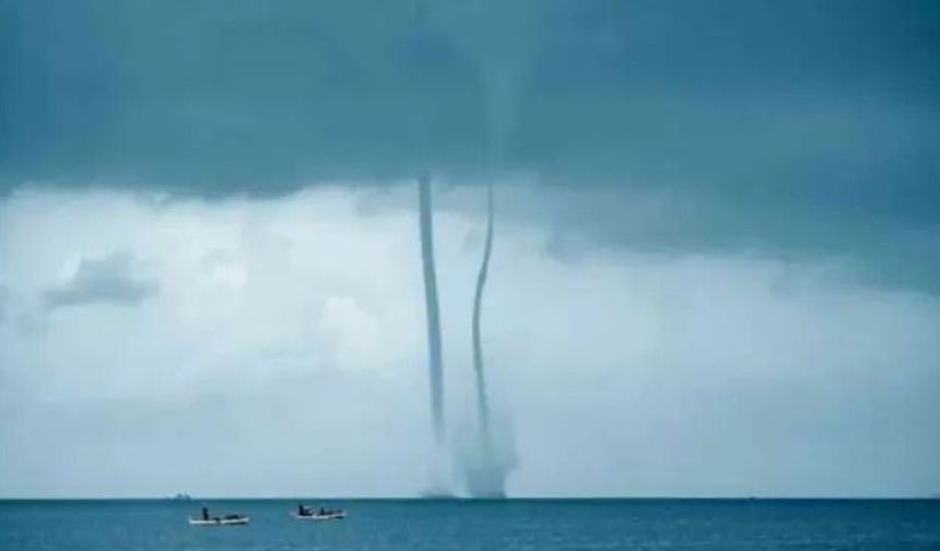 Alanya denizi üzerinde çifte hortum