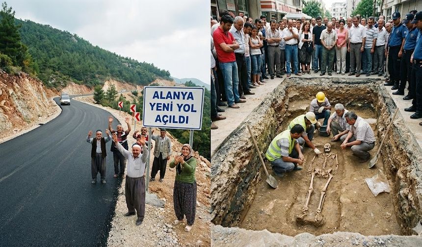 Alanya'da yol açıldı, Antalya'da kazıdan iskelet çıktı