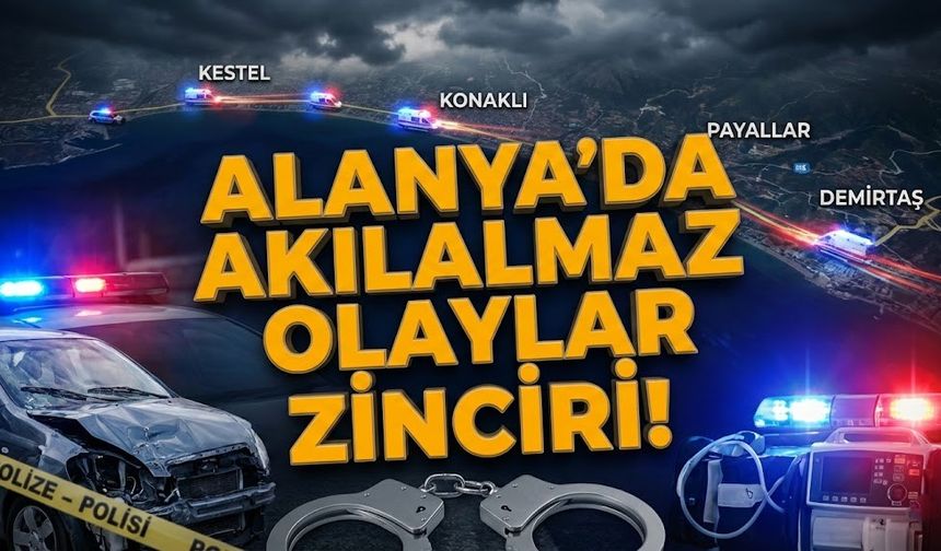 Alanya’da her yerde olay var! Duvara çarpan otomobil, int*har girişimi, kelepçelenen firari!