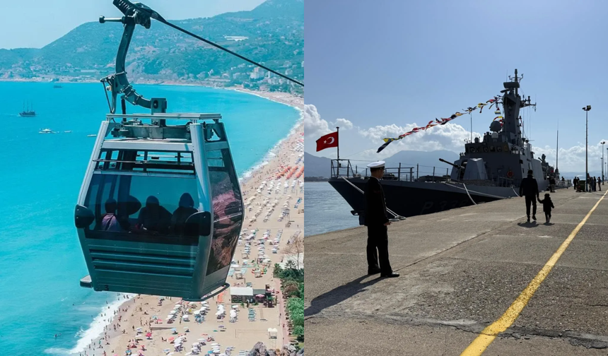 Alanya’da çocuklara bayram sürprizi: Hem kale turu hem savaş gemisi!