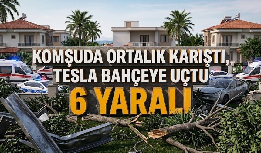 Komşuda ortalık karıştı, Tesla bahçeye uçtu: 6 yaralı