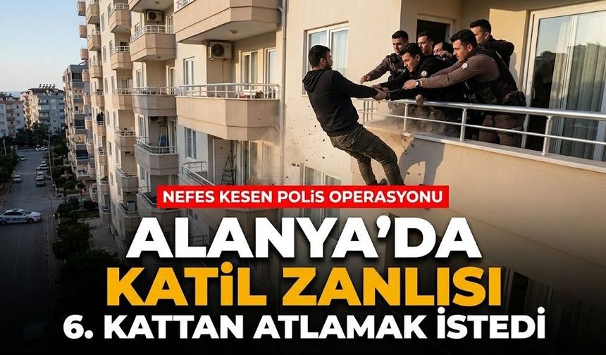 Alanya’da k*til zanlısı 6. kattan atlamak istedi