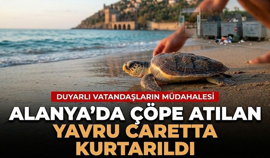 Alanya’da çöpe atılan yavru caretta kurtarıldı