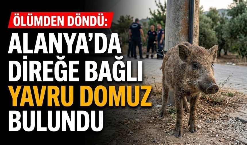 Ölümden döndü: Alanya’da direğe bağlı yavru domuz bulundu