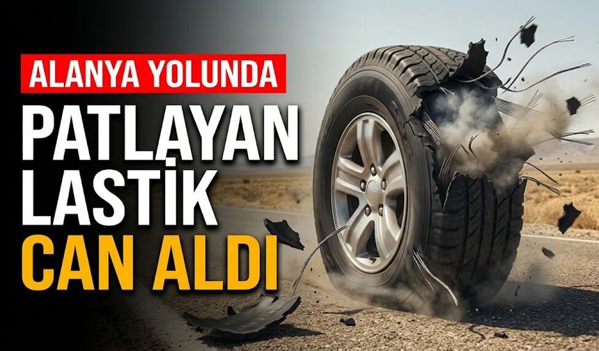 Alanya yolunda patlayan lastik can aldı