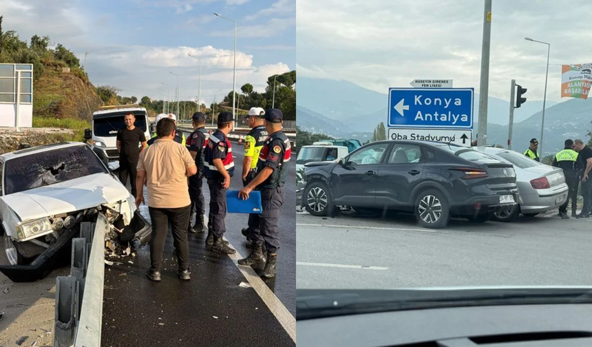 Alanya’da biri bariyere saplandı, diğeri kavşakta çarpıştı